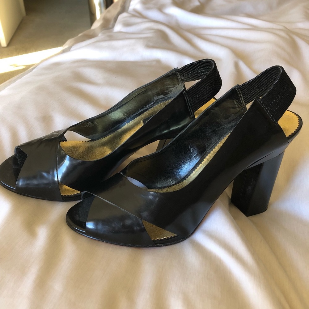 Very Gently used Vince Camuto Black Peep-Toe Pumps